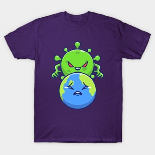 World Scare Corona Virus Cartoon (6) T-Shirt